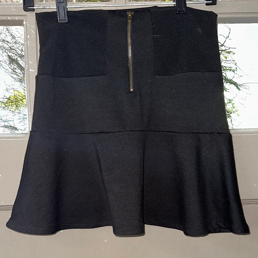 Monteau Black Skater Skirt with Gold Zipper